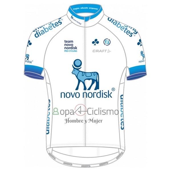 Novo Nordisk Ropa Ciclismo Culotte Corto 2017 Hombre Mangas Cortas Novo Nordisk Blanco